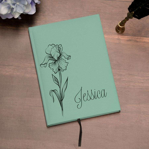 Teal Delicate Flower Personalized Journal