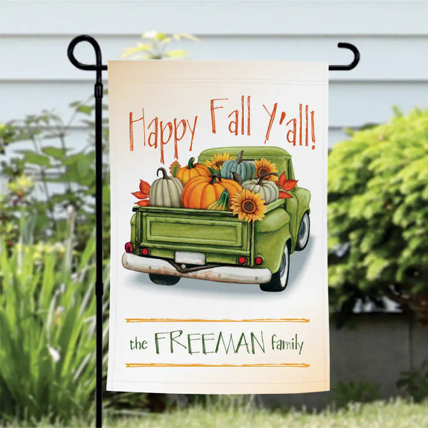 Happy Fall Y'all Personalized Garden Flag