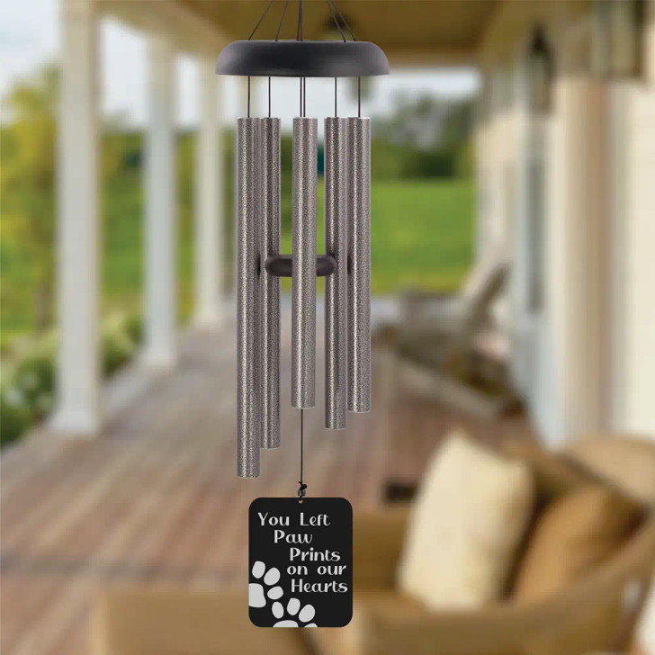Paw Prints Personalized Pet Memorial Wind Chime — sympathy gift for loss of dog or cat