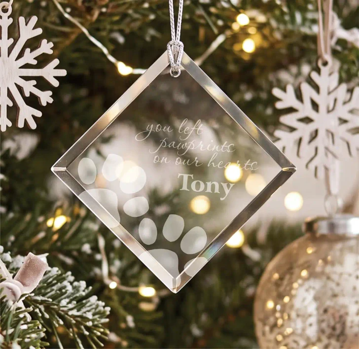 Paw Prints on Our Hearts Ornament