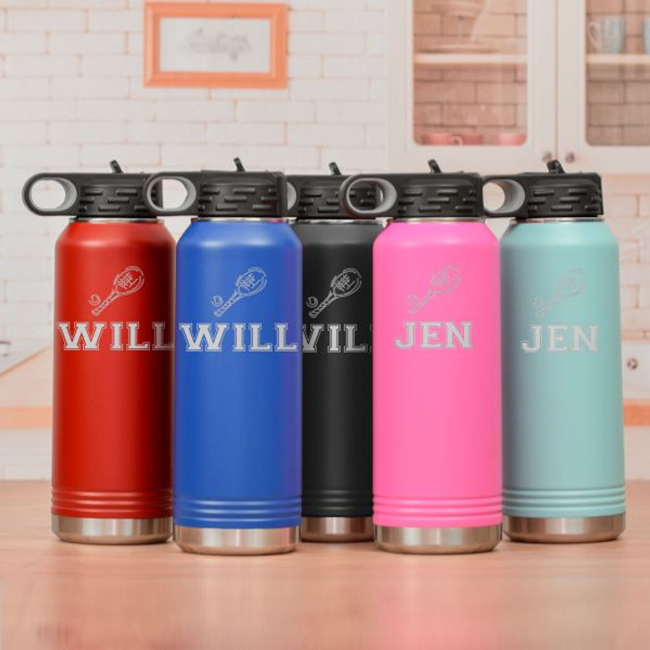 Personalized Tennis Water Bottle  in 5 colors