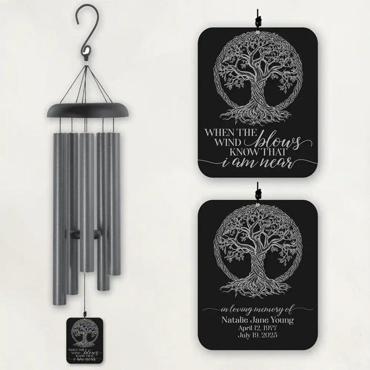 I Am Near Tree Personalized Memorial Wind Chime — tree of life sympathy gift for loss of loved one