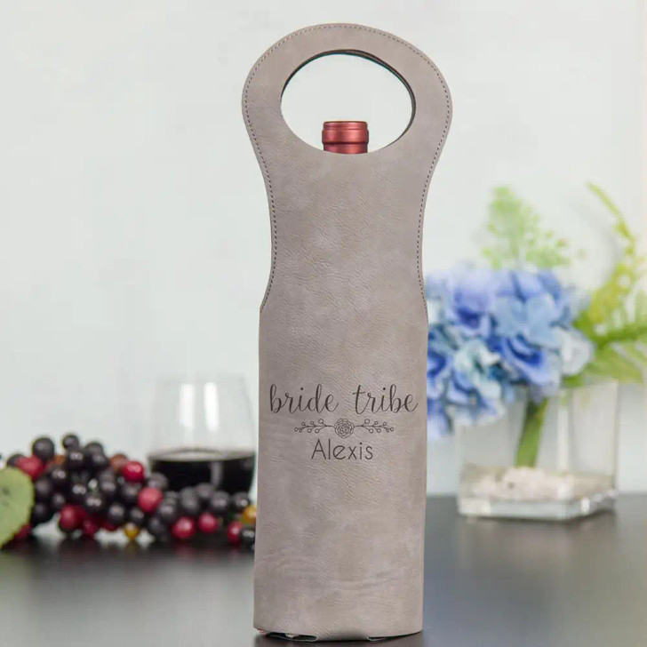 Bride Tribe Personalized Wine Bag in Gray
