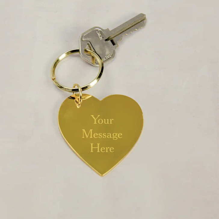 Personalized brass heart keychain