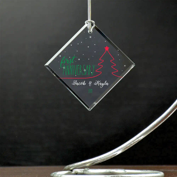 Celebrate your first anniversary as a couple this Christmas with this personalized ornament