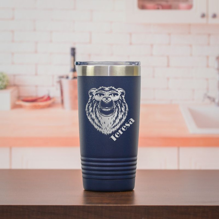 Choose from Navy blue, Black or Coral for this Personalized Mom Travel Mug