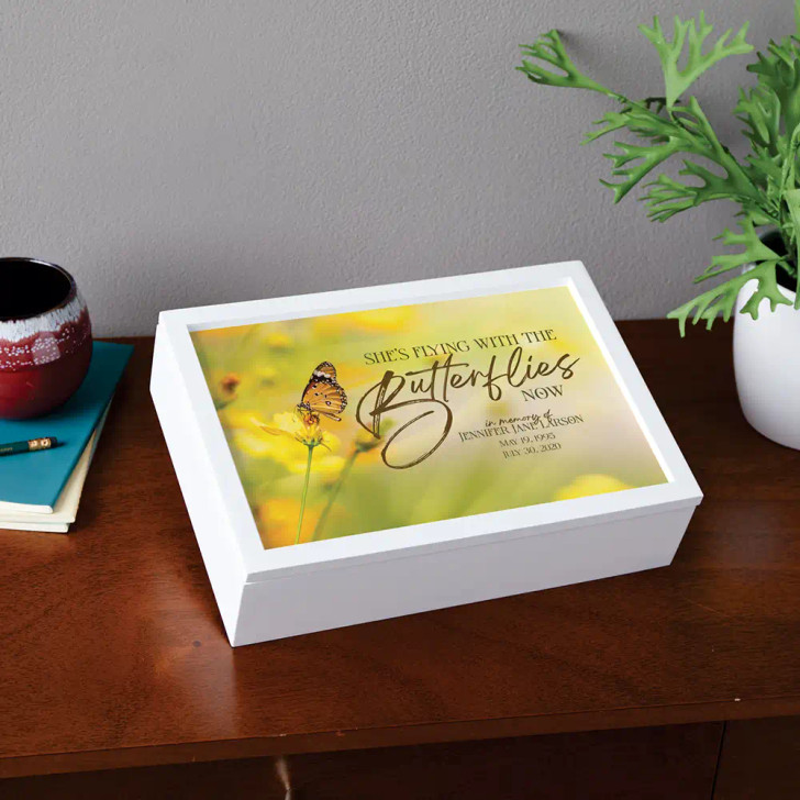Personalized memorial box with name and dates 