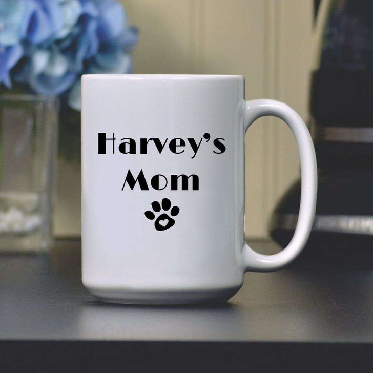 Pet parent mug is personalized with mom