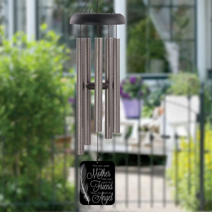 My Angel Mother memorial wind chime is personalized with her name and dates