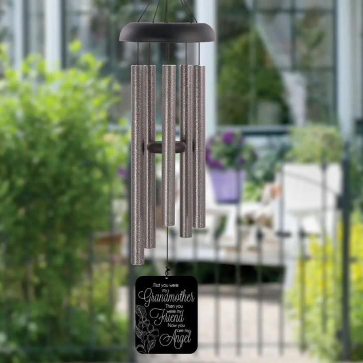 My Angel Grandmother memorial wind chime is personalized with her name and dates