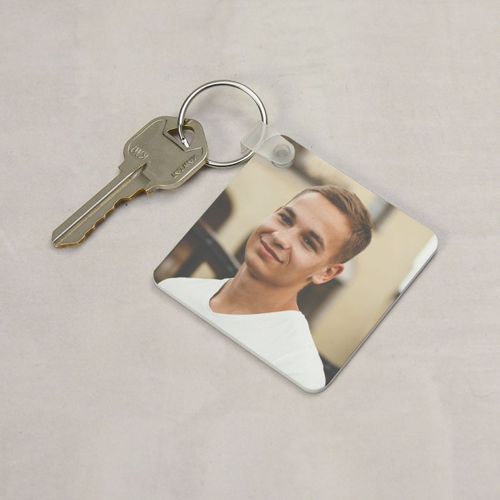Memorial Photo Keychain back, personalized with your loved one's photo
