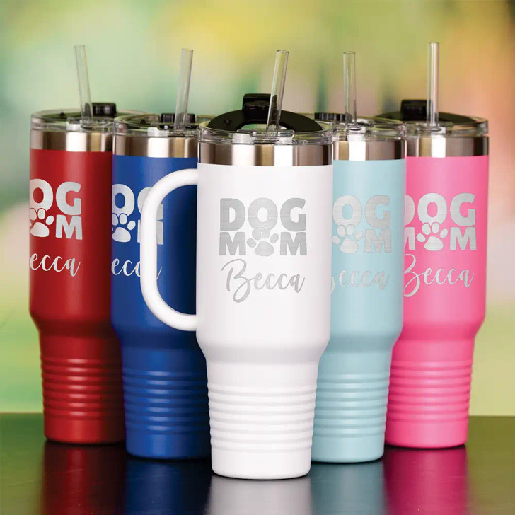 40 oz Dog Mom Quencher Tumbler available in 5 colors