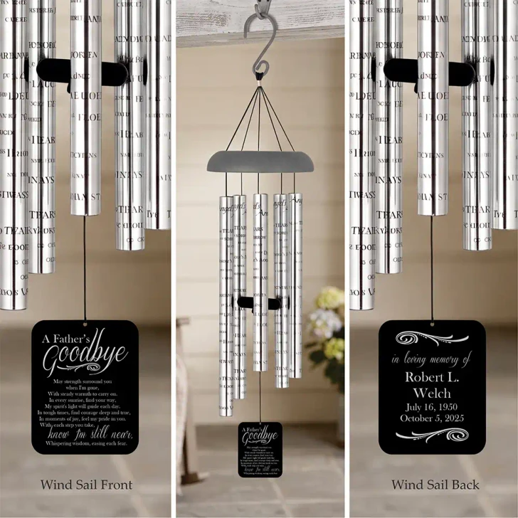A Father's Goodbye Angel Chime — personalized memorial wind chime for loss of father