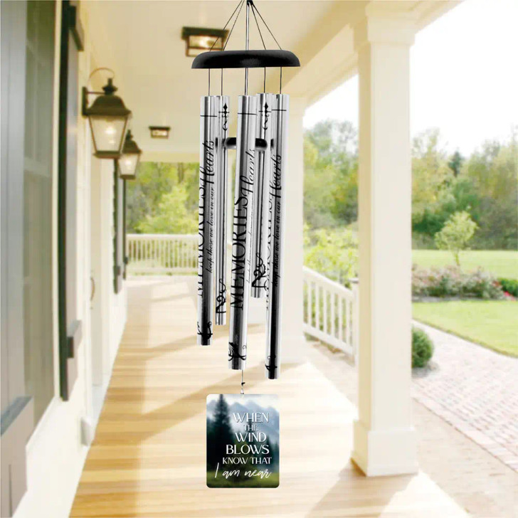 I Am Near Memory Chime — personalized 40" sympathy wind chime with photo for loss of a loved one