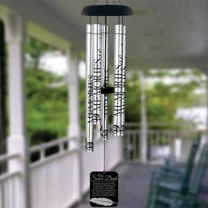 Our Son's Dash Memorial Wind Chime — personalized 40" sympathy gift for loss of son