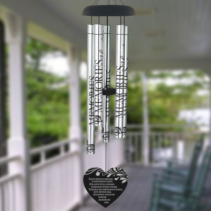 My Brother Lives On Memorial Wind Chime — personalized 40" sympathy gift for loss of brother