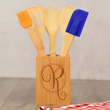 Wooden Kitchen Utensil Holder Personalized Wood Utensil Box Custom