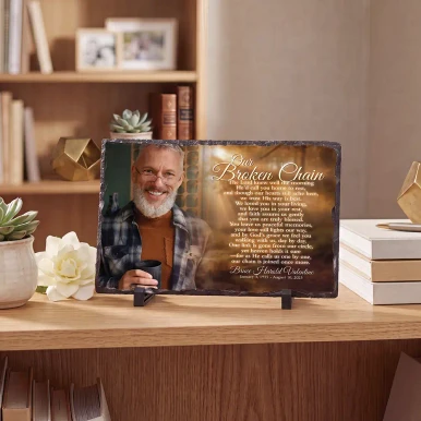 Broken Chain personalized memorial plaque honoring a grandparent