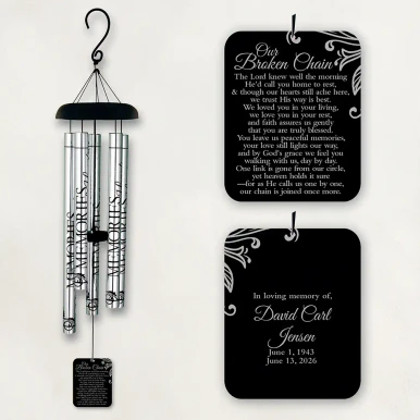 Our Broken Chain personalized memorial wind chime for the loss of a grandparent