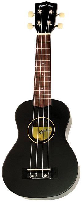 Kealoha Wooden Coloured Series Soprano Ukulele with Bag in Black Finish