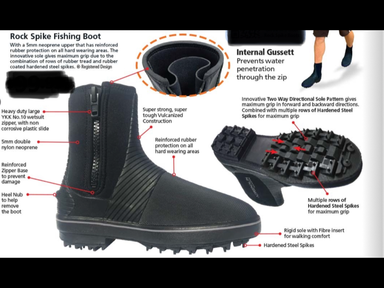 Black Rock Spike Fishing Boot - Lace It 