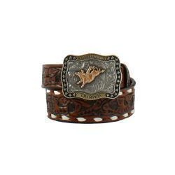 3D BOYS BELT 1 1/2"-1 1/4" FLORAL TOOLED BROWN D120002802