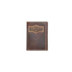 ARIAT TRIFOLD STYLE MENS WALLET PATCH BROWN A3566402