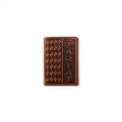 ARIAT MENS TRIFOLD STYLE WALLET DIAMOND EMBOSSED BROWN A3568502