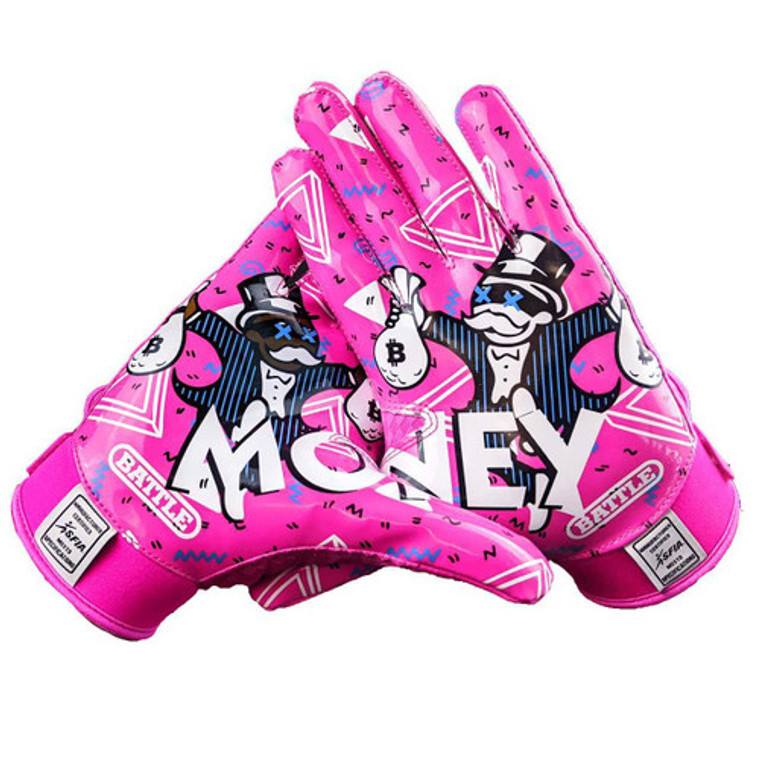 Triple threat "Money Man 2.0" Receiver Football Gloves Pink Adult 3GL200005