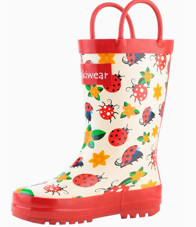 Loop Handle Boots - Ladybugs & Flowers