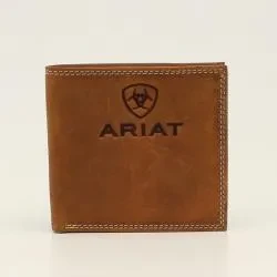 Ariat Mens Bifold Wallet Embossed Logo Medium Brown A3548244
