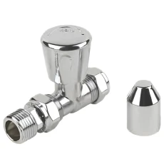 T-Pro 15mm Straight Radiator Valve & 15mm Nut Chrome