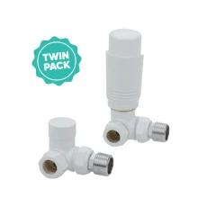 Thermostatic Corner Radiator Valve White Twin Pack 15mm 