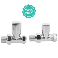 T-Pro Straight Radiator Valve 15mm Chrome Twin Pack