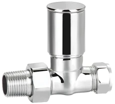 T-Pro Chrome Radiator Valve Straight Round Handwheel 15mm