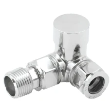T-Pro Chrome Radiator Valve Corner Round Handwheel 15mm