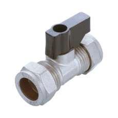 Chrome plated isolating valve with lever and black handle