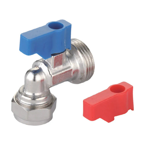Angled washing machine valve