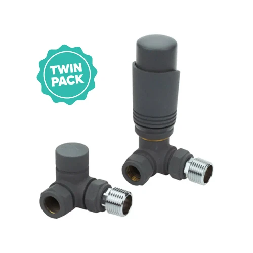 Thermostatic Corner Radiator Valve 15mm Anthracite Twin Pack