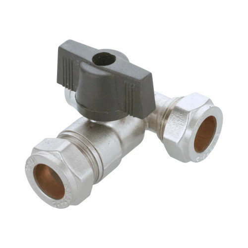 Chrome plated isolating valve tee with black handle