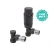 Thermostatic Angled Radiator Valve + L/S 15mm Matt Black Twin Pack