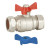 Butterfly ball valve with red and blue handle