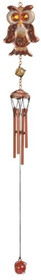 22.5 Inch Perched Brown Owl Copper Gem Wildlife Wind Chime