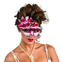 Red White and Silver Venetian Carnival Eye Mask