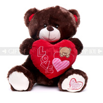 12" Appreciation Teddy Bear with Red Heart- Dark Brown (Front)