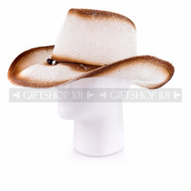 Brown Straw Summer Cowboy Sun Hat (Side)