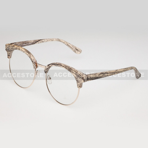 Clubmaster Round  Shape Designer Clear Lens Glasses 89012CLR - White