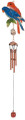 22.5 Inch Copper Wind Chime with Perched Blue and Red Gem Parrots
