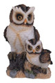 4 inch Polyresin Tan and Brown Owls Perched on Tree Stump Figurine