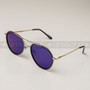 Aviator Shape Mirror Lens Color Fashion Sunglasses 59003MH Black Frame Blue Lens